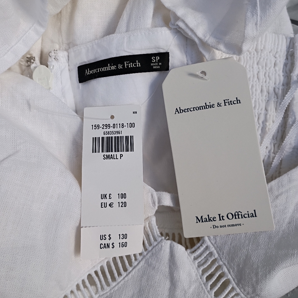 Abercrombie & Fitch White Maxi Dress with Front Keyhole - Picture 10 of 13
